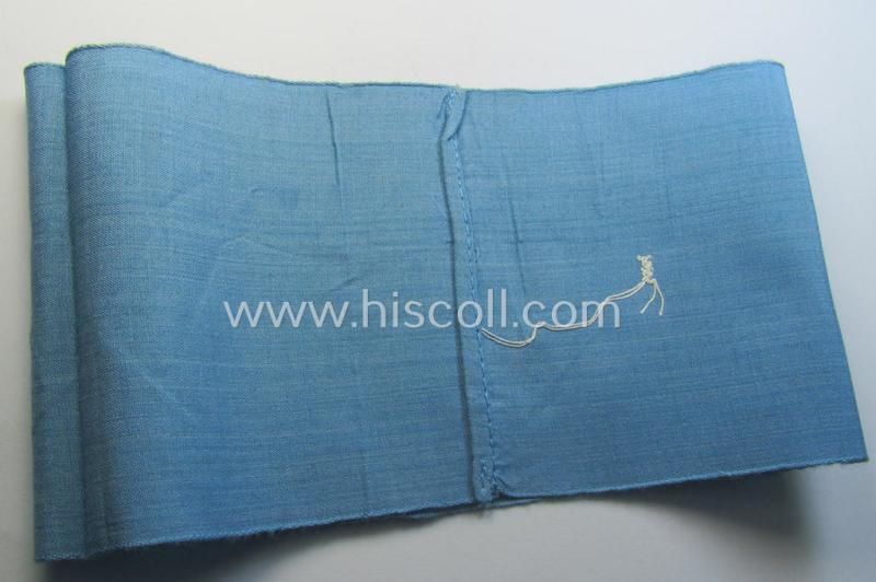 Superb, linnen-based- and/or light-blue-coloured armband (ie. 'Armbinde') depicting an interwoven white-toned cross as was intended for usage by a: 'Sanitäter o. Feldscher des Reichsluftschutz-Bundes'