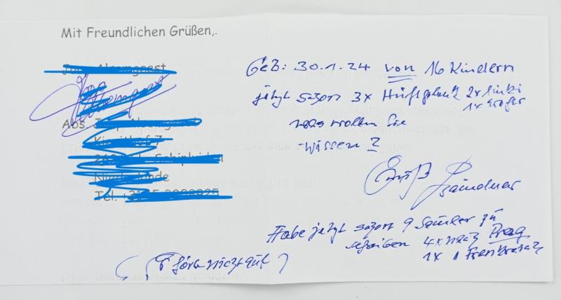 Signature of Wehrmacht Heer KC Recipient 'Hans Baindner'