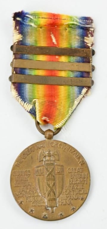 US WW1 Victory Medal with 3 Clasps