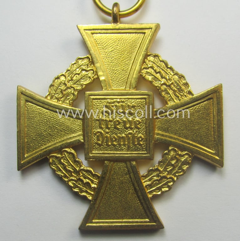 'Treuedienst Ehrenzeichen 1. Klasse' (or: golden-class, civil loyal-service-medal as was intended for 40 yrs. of loyal service) being a nicely preserved and non-marked specimen