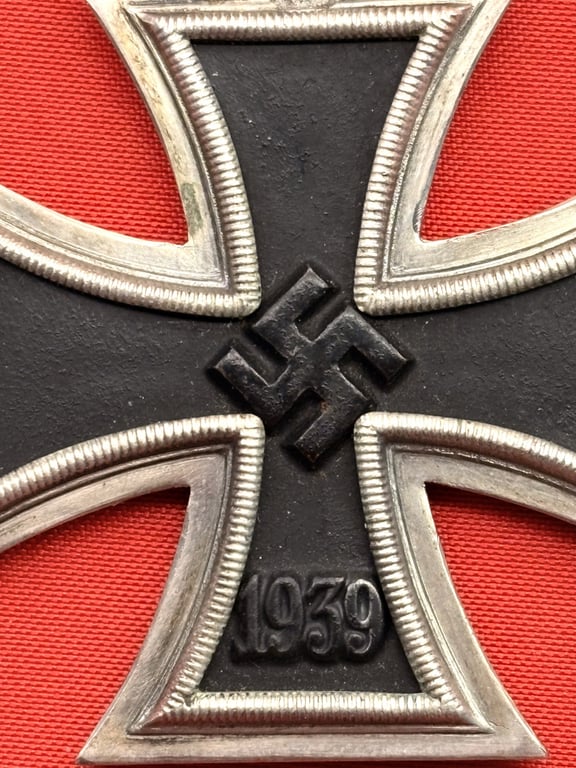 AUTHENTIC WWII IRON CROSS 2ND CLASS RING STAMPED 7, PAUL MEYBAUER OF BERLIN GERMANY FINE CONDITION.