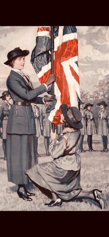 VERY RARE GIRL GUIDES PRE WW2 PANEL STITCHED UNION JACK BRITISH FLAG.
