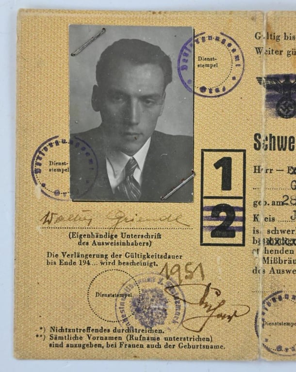 German War Disable ID Card