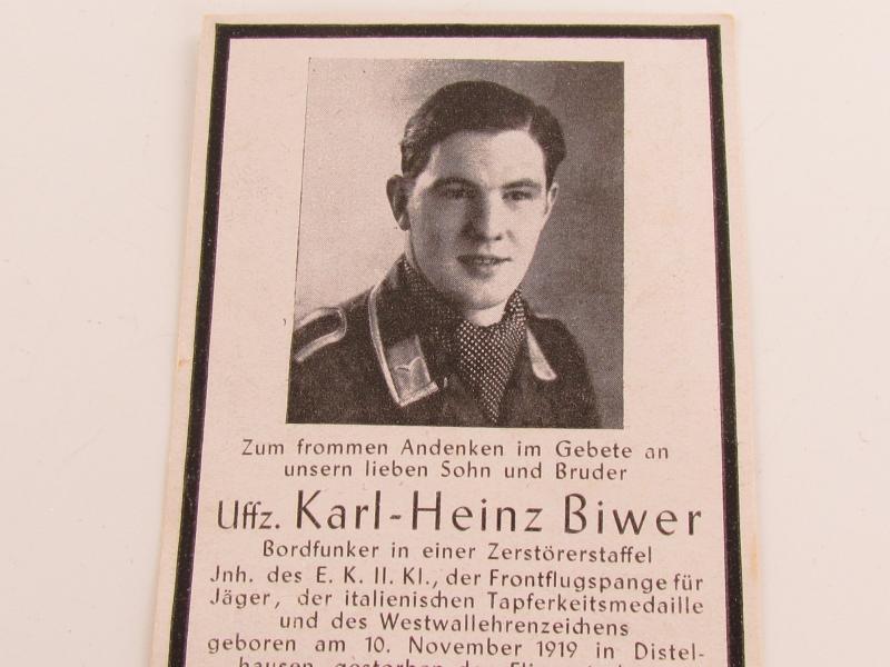 Luftwaffe radio operator Death Card