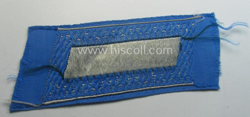 Regrettably single, (entirely!) 'BeVo'-woven, NCO-pattern 'Ostvölker'-collar-tab as intended for a: 'Turkistanian'-volunteer within the 'Deutsche Wehrmacht' (ie. 'Zugführer' within the: 'Turkistanianisches Legion')