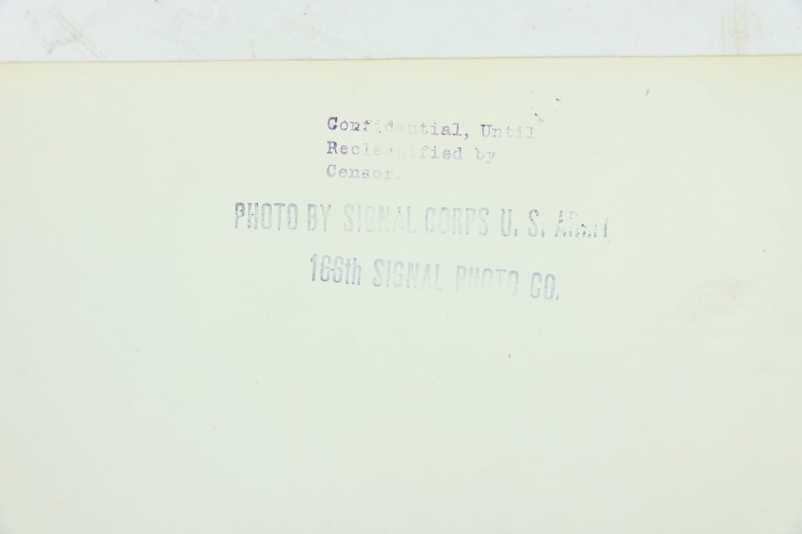 US WW2 Signal Corps Press Photo 'ID Check'