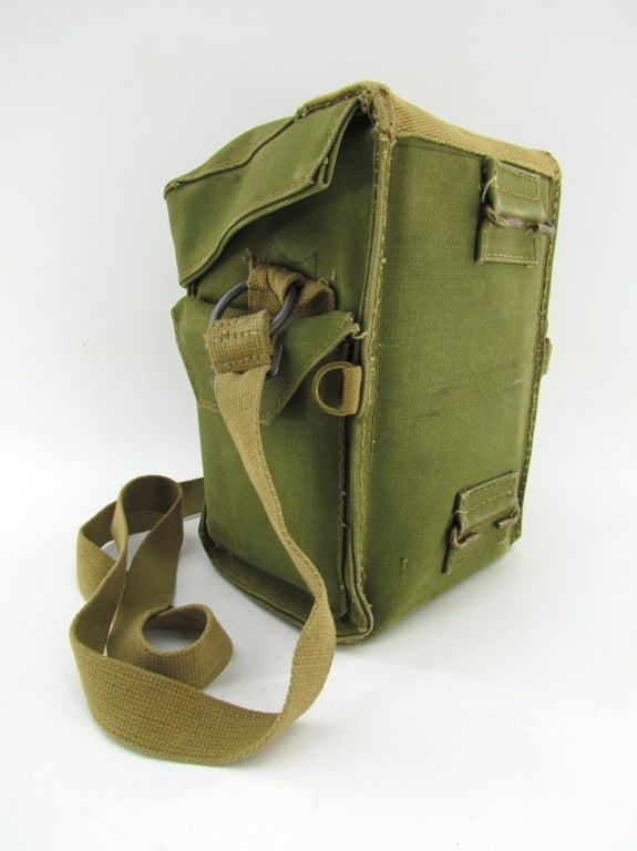 British WWII second model Gasmask Bag + Mask + contents 1943