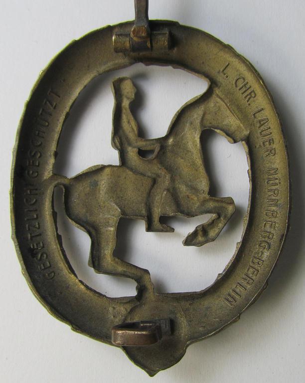 Attractive - and actually fairly scarcely encountered! - so-called: 'Deutsches Reiterabzeichen der 3. Klasse (ie. 'in Bronze') being a maker- (ie. 'L.Chr. Lauer'-) marked example that comes in a moderately worn condition