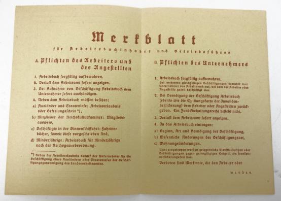 German Arbeitsbuch Paper instruction sheet