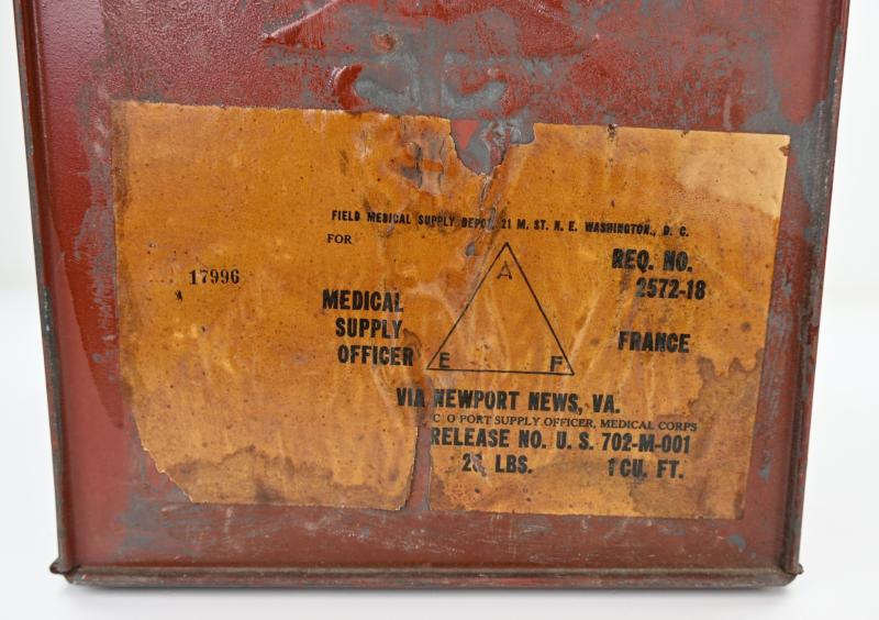 US WW1 Military Medical Department Steel Ambulance Box with content