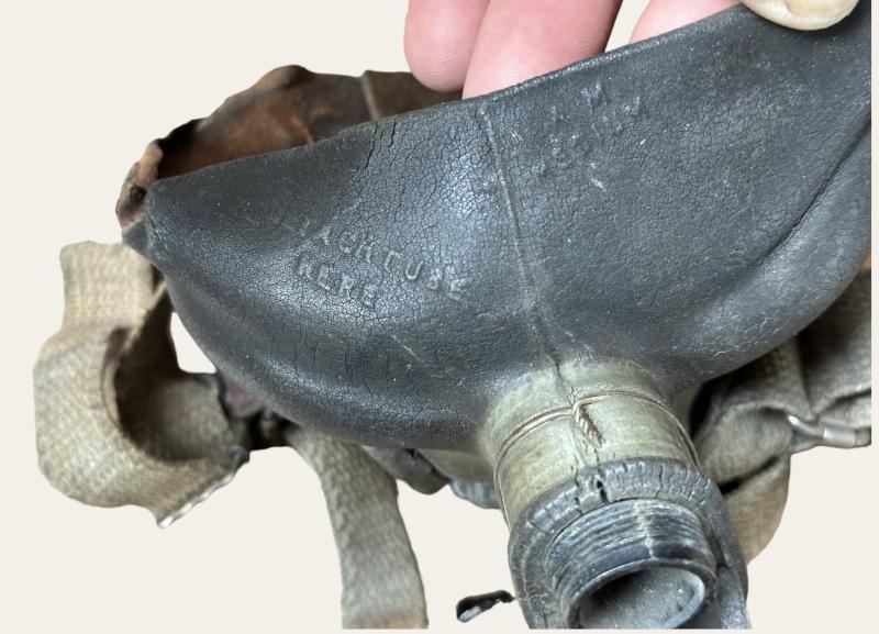 British WWII RAF Flight Cap, Goggles and Oxygen Mask