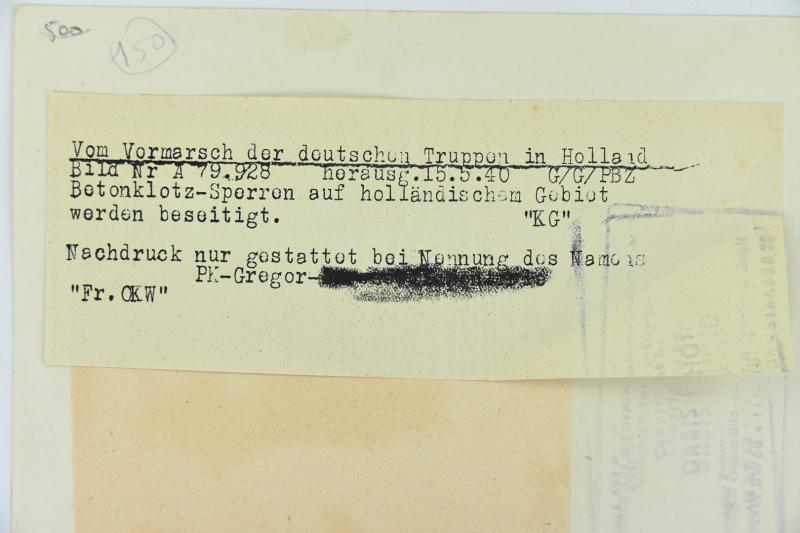 German WH Press Photo 'May 1940 Dutch Border'