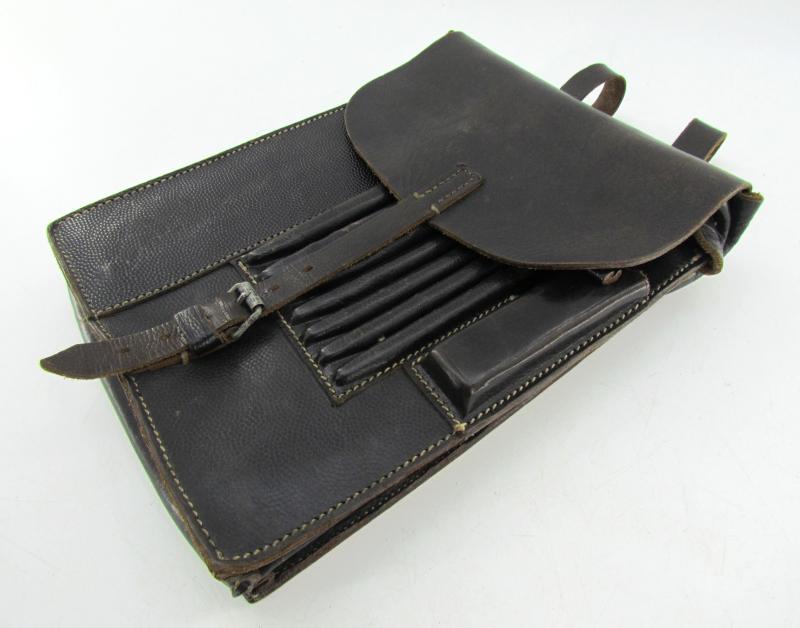 Wehrmacht Black Leather Map Case-Meldetasche