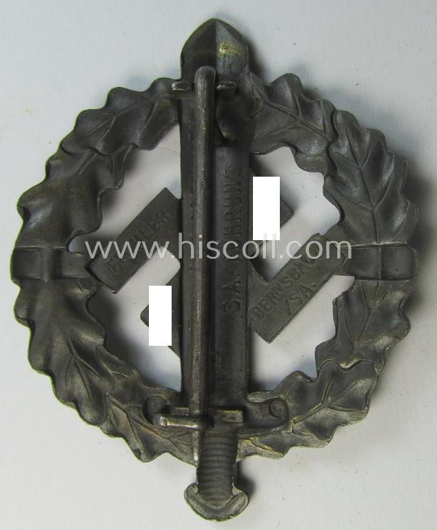 Attractive, early- (ie. pre-) war-period example of an: 'SA-Sportabzeichen in Bronze' being a detailed and/or neatly maker- (ie. 'Fechler - Bernsbach i. Sa.'-) marked example that is void of a bearers'-number