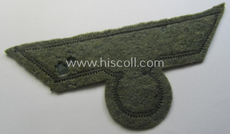 Interesting, WH (Heeres) 'M40'- (ie. 'M43'-) pattern breast-eagle as executed in 'BeVo'-type-weave and that comes (unusually!) pre-mounted onto a smooth-based, field-grey-coloured woolen-based 'backing'