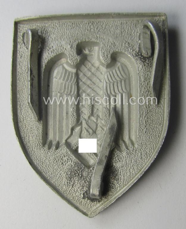 Detailed, aluminium-based plaque ie. shield (being of the first pattern) as was intended for usage on the: WH (Heeres) 'Schützenschnure' (or shooting- ie. marksmanship-lanyards)
