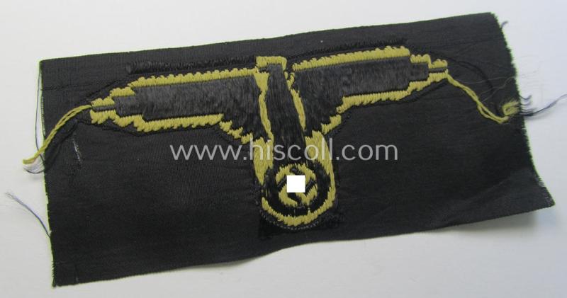 Mid- (ie. later-war-) pattern, 'SS' (ie. 'Waffen-SS') so-called: 'BeVo-weave-style', enlisted-mens'- (ie. NCO-pattern) tropical-styled arm-eagle (ie. 'Tropen-Ärmeladler für Mannschaften u. Unteroffiziere der Waffen-SS')