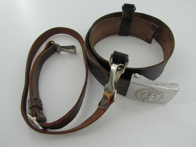 Hitler Youth Belt With Aluminum Buckle and Shoulder Strap RZM M4/30