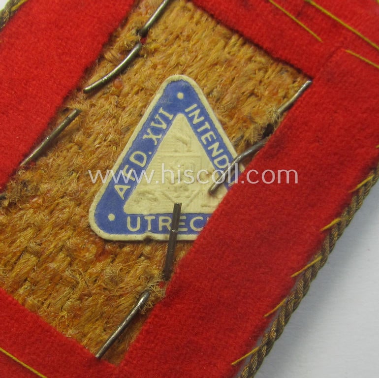 Attractive - albeit regrettably single! - Dutch NSB (ie. 'Nationaal Socialistische Beweging') so-called: 'WA' (ie. 'Weerafdelingen') collar-tab as was intended for usage by a high-ranked WA-official with the rank of an: 'WA-Opperbanleider'