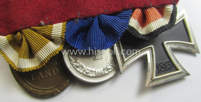 3-pieced, WWII-period medal-bar (ie. 'Ordenspange') and accompanying ribbon-bar (ie. 'Band-/Feldspange')