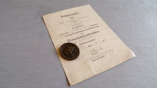Black Wound Badge with Award Document