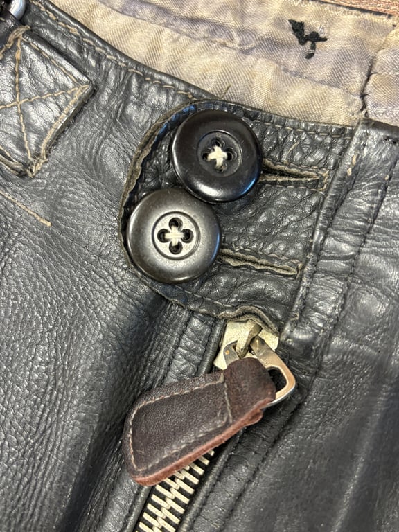 LW Reichsverteigung Grey Leather Channel Trousers