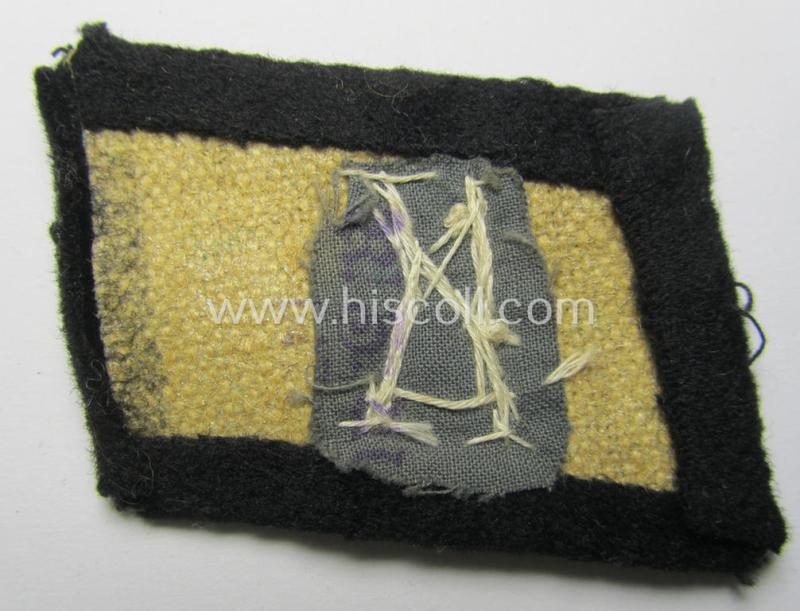 Attractive - and clearly used! - N.S.K.K.-related, so-called: 'RzM'-styled, hand-embroidered officers'- (ie. NCO-) type so-called: 'K'-collar-tab (as was presumably intended for usage by N.S.K.K.-officials tasked with control-tasks ie. 'Kontrol...