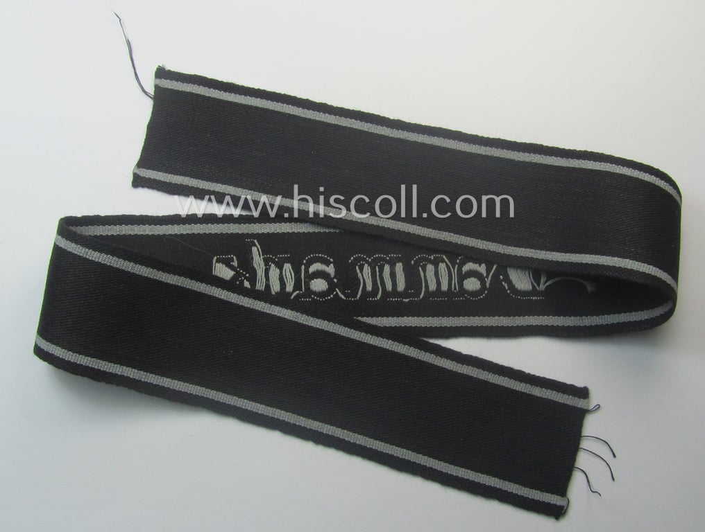 Stunning, Waffen-SS 1944-pattern cuff-title (ie. 'Ärmelstreifen') as executed in typical semi-'BeVo'-weave-pattern as was intended for members within the: 'SS-Panzer-Gren.-Rgt. 24' “Danmark” (part of the 11. SS-Frw.-Pz.-Gren.-Division “Nordland”)