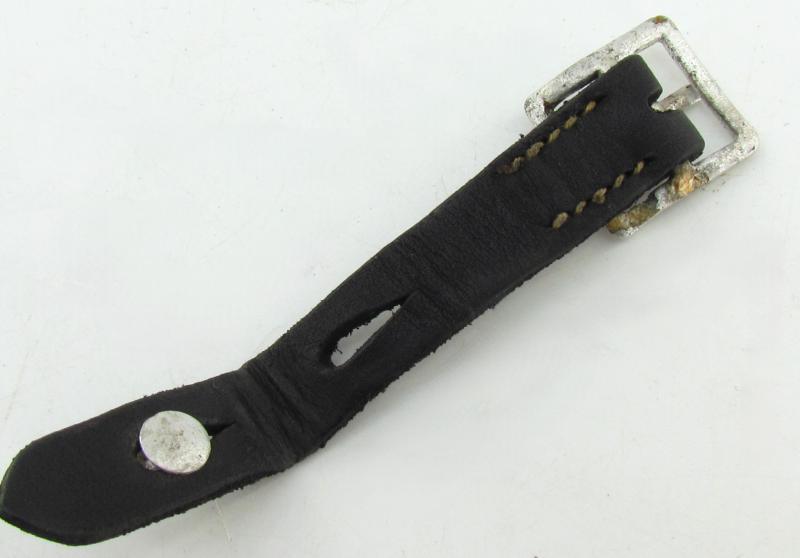 Early German helmet chin strap with aluminum buckle