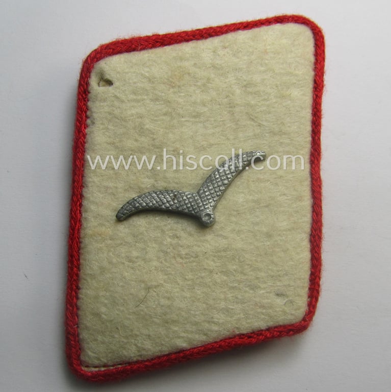 Truly used - and fully matching! - pair of WH (Luftwaffe) bright-red-piped, EM- (ie. NCO-) type collar-patches (ie. 'Kragenspiegel') as was intended for usage by a member within one of the units of the: 'Hermann Göring'-Division