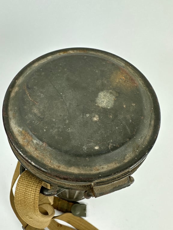 WW2 German Gas Mask & Canister With Cleaning Cloth , Spring & Spare Lenses