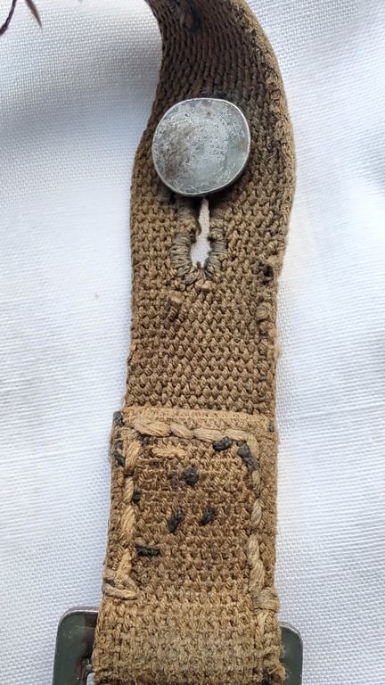 Wehrmacht gas mask canister short belt strap with hook