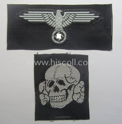 Waffen-SS, 'BeVo'-woven-style skull- and cap-eagle-set (ie. 'Totenkopf- u....
