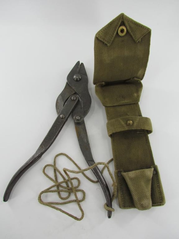 British WWII Wire Cutter in ( Blancoed ) Webbing Cover