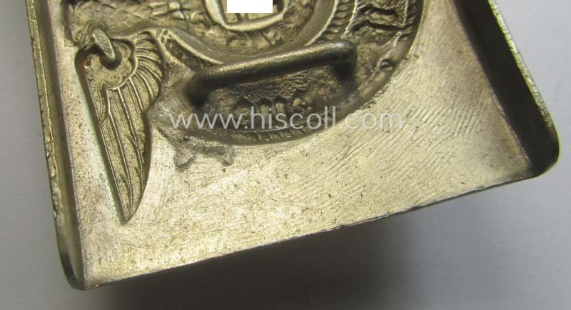 Early-period- SS- (ie. Allgemeine-SS o. Waffen-SS) EM- (ie. NCO-) type belt-buckle (being a typical, nickle-chrome-based- and/or: 'D.R.G.M.'-marked example that comes in a wonderful (ie. hardly used- nor worn, condition