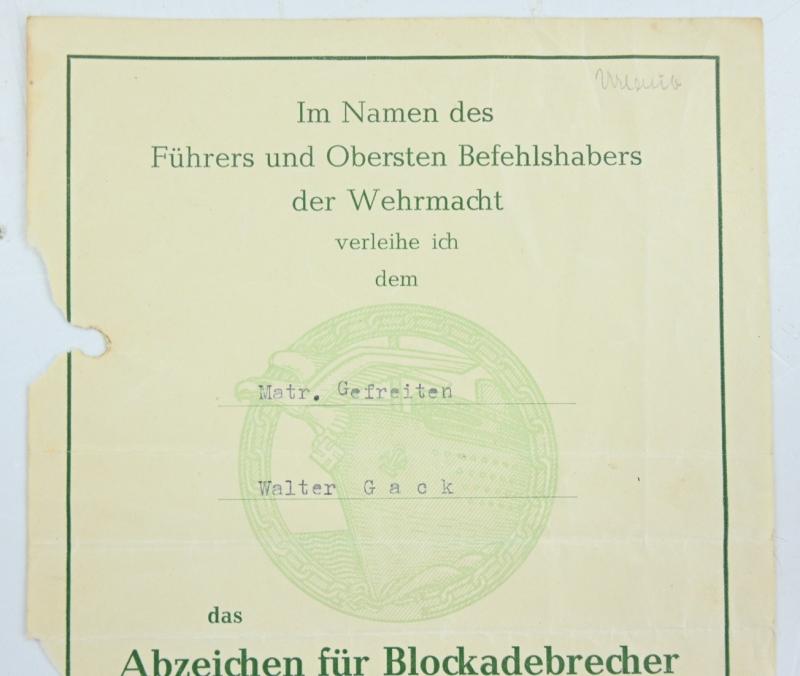 German KM Grouping Walter Gack