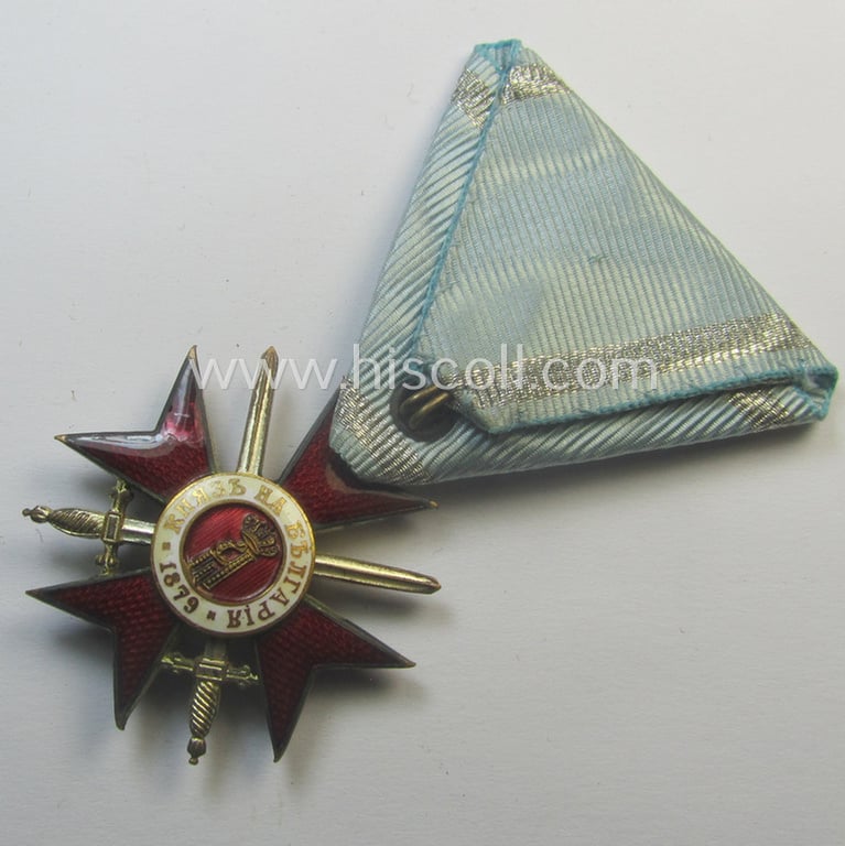 Superb - silver-toned- and nicely enamelled - Bulgarian, military-cross: 'For Bravery' (or: in Bulgarian- ie. Cyrilic language: 'Ordena Za Hrabrost') being a neat and/or detailed example of (I deem) the 3rd Class