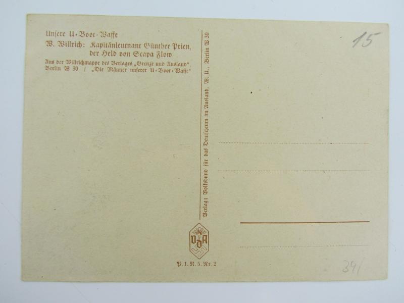Willrich Cardboard card Günther Prien