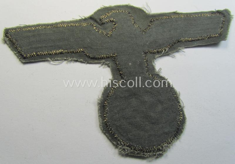 Attractive - and most certainly unusually found! - WWII-period- and neatly cut-out, larger-sized and very detailed WH (Heeres) pennant-eagle (ie. 'Adler für Fahne eines Dienstfahrzeuges')