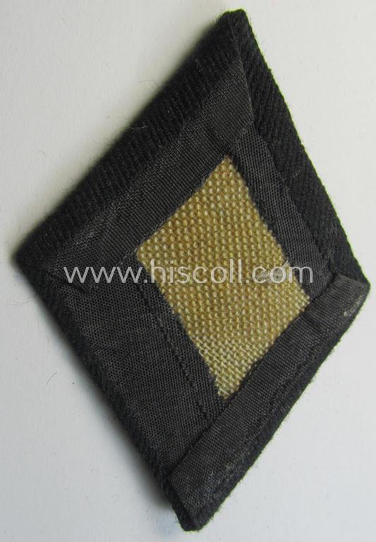 Superb, Waffen-SS-pattern, neatly 'BeVo'-woven and/or black-coloured sleeve-insignia (ie. 'Ärmelraute') depicting a so-called: 'Polizeiadler' as was used and intended to signify former membership within the: 'Polizei'