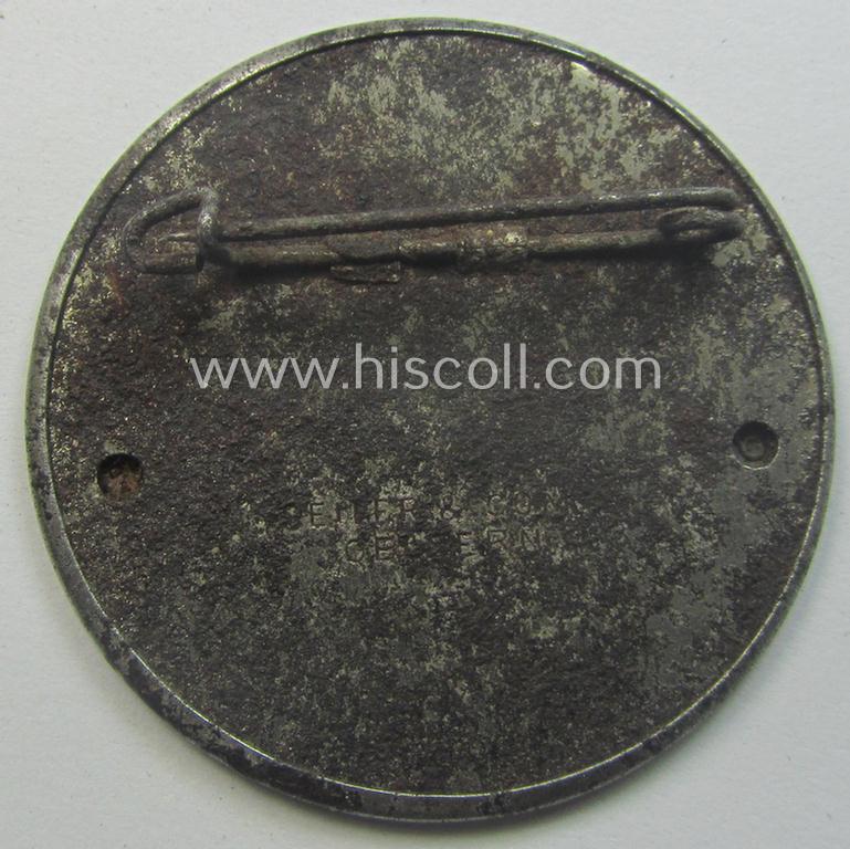 Commemorative - and scarcely found! - so-called: N.S.D.A.P.-related 'tinnie' (ie. 'Tagungs- o. Veranstaltungsabzeichen'-) being a maker- (ie. 'Geffer & Co'-) marked example showing the text: 'Kreistag der N.S.D.A.P. - Geldern - 1936'