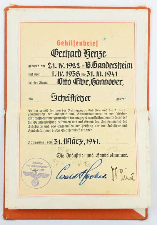 German Third Reich Career Certificate