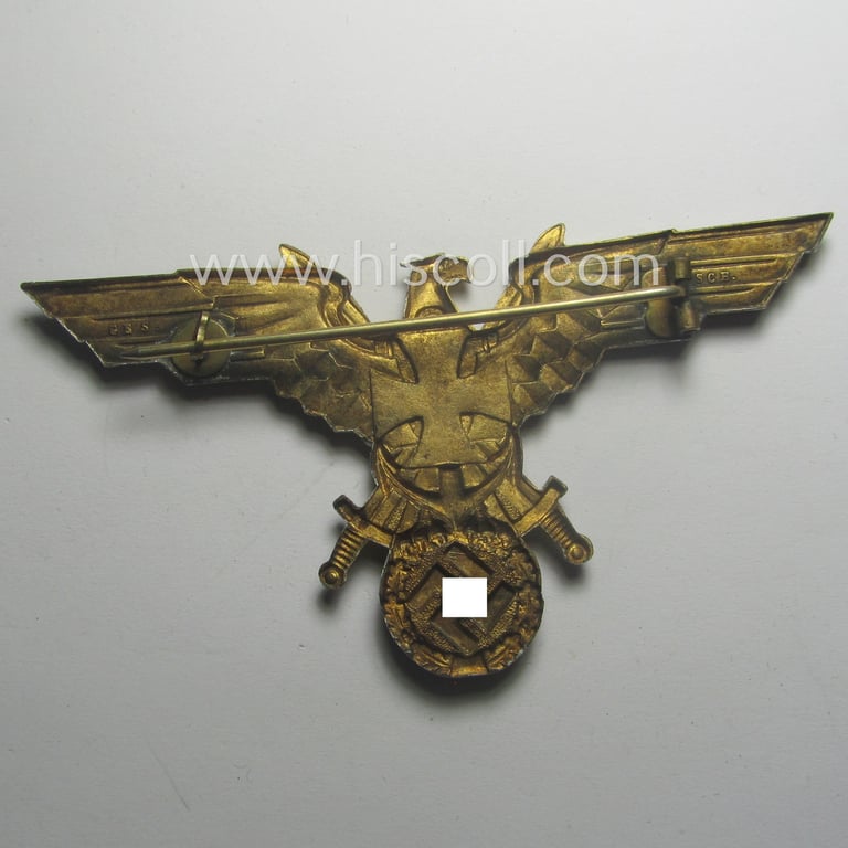 Interesting, veteran-related 'N.S.R.K.B.'- (ie. 'Nationalsocialistischer Reichskriegerbund'-) bright-golden-toned: 'N.S.R.K.B.'-breast-eagle-device