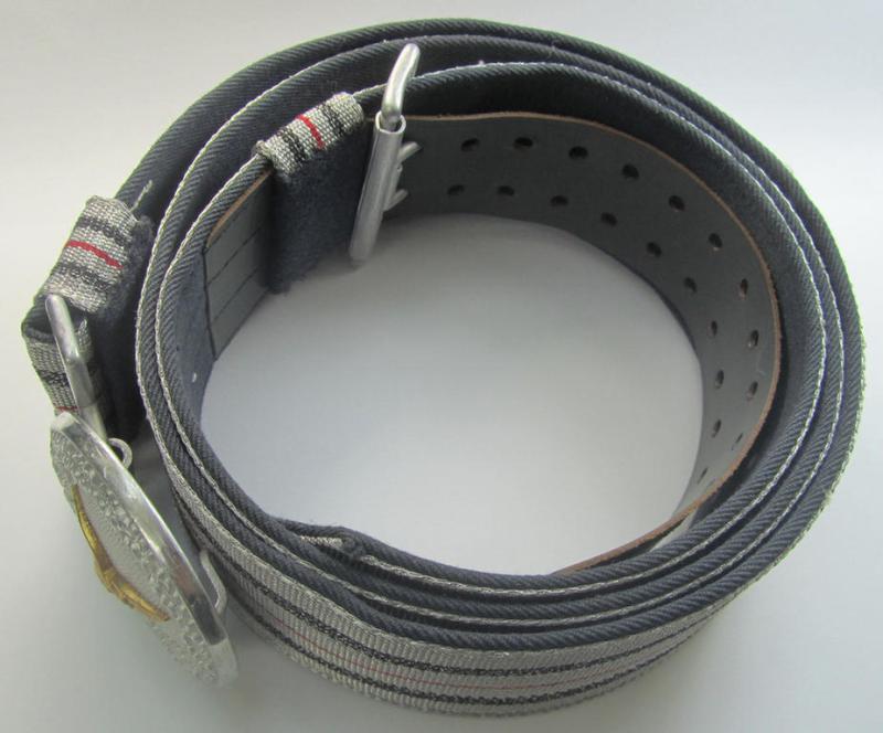 'Virtually mint', WH (Luftwaffe) 'standard-pattern', officers'-dress-model, aluminium-based belt-buckle and accompanying 'brocade'-based belt (ie. 'Paradefeldbinde für Offiziere der Luftwaffe')