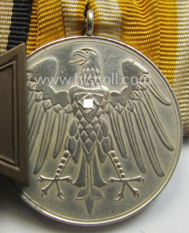 WWI- (ie. TR-) period 'Orden- o. Doppelspange' depicting a: 'Kriegsteilnehmerkreuz mit Schwn.' and a (scarcely seen!): 'Erinnerungsmedaille für Rettung aus Gefahr'