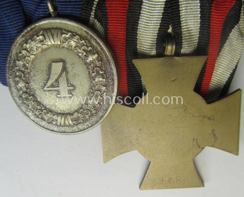 Interesting, 'Orden- o. Doppelspange' depicting a: 'Kriegsteilnehmerkreuz ohne Schwn.') and a: 'WH KM o. Heeres Dienstauszeichnung für 4 Jahre t.D.'