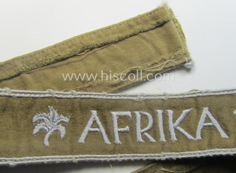WH cuff-title (ie. 'Ärmelstreifen') entitled: 'Afrika' (being a totally non-shortened example that comes in an overall very nice- (ie. issued and clearly worn ie. once tunic-attached-), condition