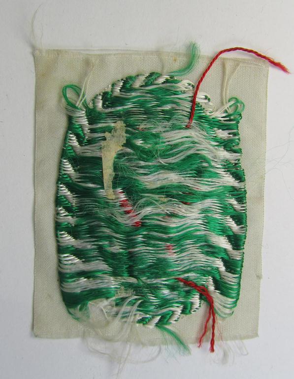 Attractive - and rarely encountered! - HJ/BDM (ie. 'Hitlerjugend'/'Bund Deutscher Mädel') trade- or specialist-armbadge as was executed in neat 'BeVo'-weave pattern as was specifically intended for a: 'Gefolgschaftsfeldscher'