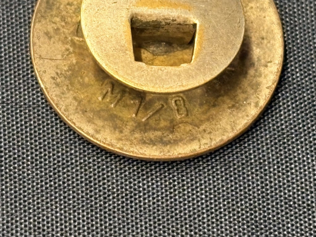 HARDER TO FIND WWII GERMAN NSDAP PARTY BADGE BUTTON HOLE FIXING BY FERDINAND WAGNER.