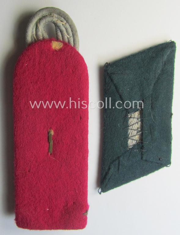 Single, WH (Heeres) officers'-pattern 'cyphered' shoulderboard: 'Major einer Veterinär-Abtlgs.' (and that comes with its accompanying - also single-pieced - collar-tab as found)